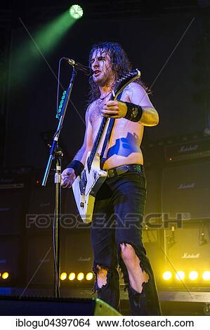 Picture - The Australian hard rock band Airbourne live at the Blue Balls Festival Lucerne, Switzerland Joel O' Keeffe, vocals and guitar David Roads, guitar Justin Street, bass Ryan O' Keeffe, drums. Fotosearch