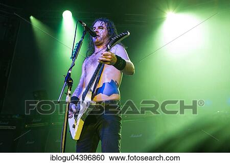 Stock Image - The Australian hard rock band Airbourne live at the Blue Balls Festival Lucerne, Switzerland Joel O' Keeffe, vocals and guitar David Roads, guitar Justin Street, bass Ryan O' Keeffe, drums. Fotosearch