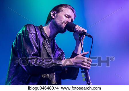 Picture - The British band Wild Beasts with singer Hayden Thorpe live at the 25th Blue Balls Festival in Lucerne, Switzerland Hayden Thorpe, vocals Ben Little, guitar Tom Fleming, bass Chris Talbot, drums. Fotosearch