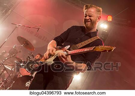 Stock Image - The British bluesrock band The Temperance Movement live at the Blue Balls Festival Lucerne, Switzerland Phil Campbell, vocals Paul Sayer, guitar Nick Fyffe, bass Damon Wilson, drums. Fotosearch