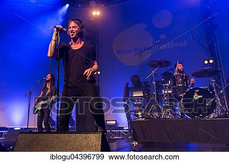 Stock Photo - The British bluesrock band The Temperance Movement live at the Blue Balls Festival Lucerne, Switzerland Phil Campbell, vocals Paul Sayer, guitar Nick Fyffe, bass Damon Wilson, drums. Fotosearch