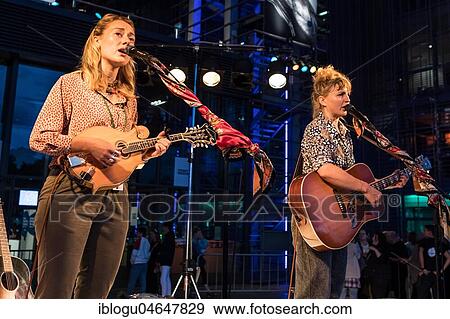 Stock Photo - The British musician duo Sound of the Sirens with Abbe Martin and Hannah Wood live at the 25th Blue Balls Festival in Lucerne, Switzerland, Europe. Fotosearch