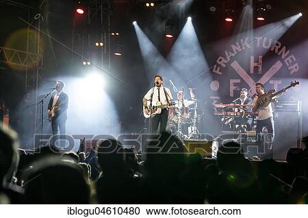 Stock Image - The British musician Frank Turner & The Sleeping Souls live at the 27th Heitere Open Air in Zofingen, Aargau, Switzerland, Europe. Fotosearch
