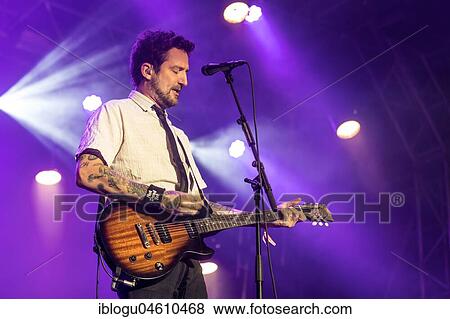 Stock Photo - The British musician Frank Turner & The Sleeping Souls live at the 27th Heitere Open Air in Zofingen, Aargau, Switzerland, Europe. Fotosearch