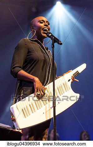 Picture - The British soul pop singer Laura Mvula live at the Blue Balls Festival Lucerne, Switzerland, Europe. Fotosearch