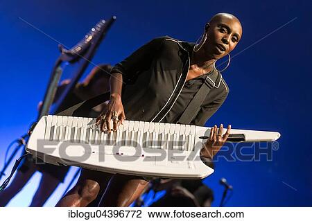 Stock Image - The British soul pop singer Laura Mvula live at the Blue Balls Festival Lucerne, Switzerland, Europe. Fotosearch