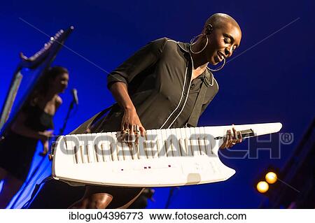 Stock Image - The British soul pop singer Laura Mvula live at the Blue Balls Festival Lucerne, Switzerland, Europe. Fotosearch