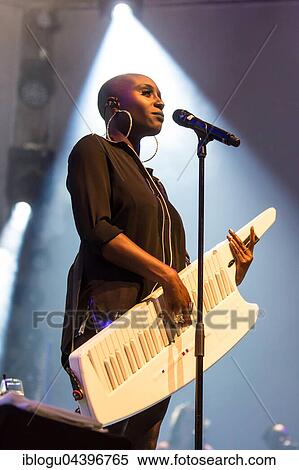 Stock Photography - The British soul pop singer Laura Mvula live at the Blue Balls Festival Lucerne, Switzerland, Europe. Fotosearch