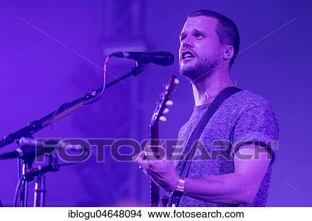 Picture - The English alternative rock band White Lies with frontman Harry McVeigh live at the 25th Blue Balls Festival in Lucerne, Switzerland, Europe. Fotosearch