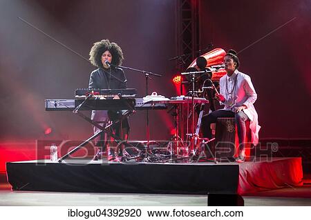 Stock Image - The French-Cuban music duo Ibeyi, which consists of the twin sisters Lisa-Kaindé and Naomi Díaz, will perform live at the Blue Balls Festival in Lucerne, Switzerland.. Fotosearch