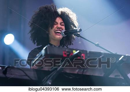 Stock Photograph - The French-Cuban music duo Ibeyi, which consists of the twin sisters Lisa-Kaindé and Naomi Díaz, will perform live at the Blue Balls Festival in Lucerne, Switzerland.. Fotosearch