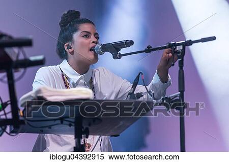Stock Photography - The French-Cuban music duo Ibeyi, which consists of the twin sisters Lisa-Kaindé and Naomi Díaz, will perform live at the Blue Balls Festival in Lucerne, Switzerland.. Fotosearch