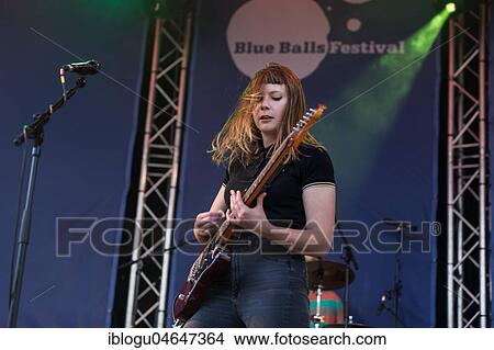 Picture - The German band Gurr with singer Andreya Casablanca and guitarist Laura Le Jenkins live at the 25th Blue Balls Festival in Lucerne, Switzerland, Europe. Fotosearch