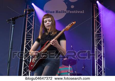 Stock Image - The German band Gurr with singer Andreya Casablanca and guitarist Laura Le Jenkins live at the 25th Blue Balls Festival in Lucerne, Switzerland, Europe. Fotosearch