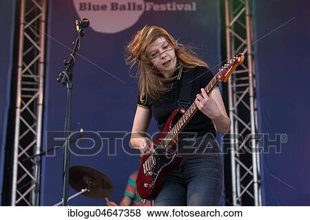 Stock Photo - The German band Gurr with singer Andreya Casablanca and guitarist Laura Le Jenkins live at the 25th Blue Balls Festival in Lucerne, Switzerland, Europe. Fotosearch