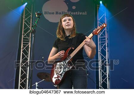 Stock Photo - The German band Gurr with singer Andreya Casablanca and guitarist Laura Le Jenkins live at the 25th Blue Balls Festival in Lucerne, Switzerland, Europe. Fotosearch