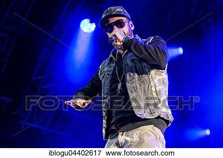 Stock Photo - The German rapper and producer Paul Hartmut Würdig alias Sido live at the 26th Heitere Open Air in Zofingen, Aargau, Switzerland, Europe. Fotosearch