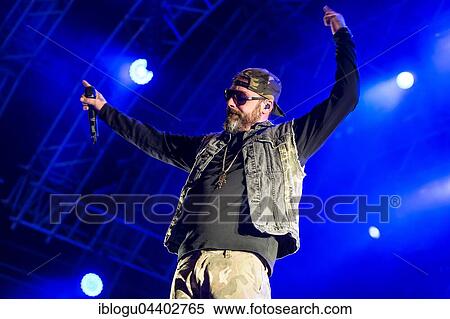 Stock Photography - The German rapper and producer Paul Hartmut Würdig alias Sido live at the 26th Heitere Open Air in Zofingen, Aargau, Switzerland, Europe. Fotosearch
