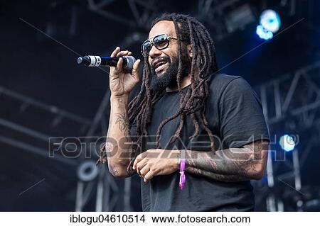 Picture - The German reggae musician Gentleman and the Jamaican reggae musician Ky-Mani Marley, son of Bob Marley live at the 27th Heitere Open Air in Zofingen, Aargau, Switzerland, Europe. Fotosearch