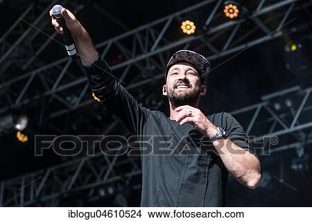 Picture - The German reggae musician Gentleman and the Jamaican reggae musician Ky-Mani Marley, son of Bob Marley live at the 27th Heitere Open Air in Zofingen, Aargau, Switzerland, Europe. Fotosearch