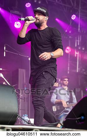 Stock Image - The German reggae musician Gentleman and the Jamaican reggae musician Ky-Mani Marley, son of Bob Marley live at the 27th Heitere Open Air in Zofingen, Aargau, Switzerland, Europe. Fotosearch