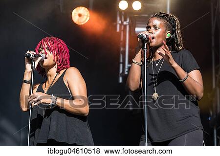 Stock Photo - The German reggae musician Gentleman and the Jamaican reggae musician Ky-Mani Marley, son of Bob Marley live at the 27th Heitere Open Air in Zofingen, Aargau, Switzerland, Europe. Fotosearch