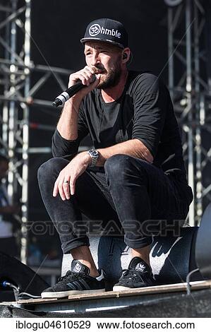 Stock Photo - The German reggae musician Gentleman and the Jamaican reggae musician Ky-Mani Marley, son of Bob Marley live at the 27th Heitere Open Air in Zofingen, Aargau, Switzerland, Europe. Fotosearch