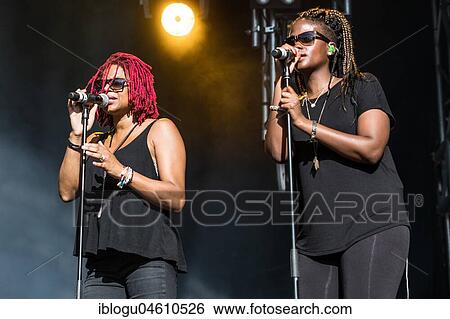 Stock Photograph - The German reggae musician Gentleman and the Jamaican reggae musician Ky-Mani Marley, son of Bob Marley live at the 27th Heitere Open Air in Zofingen, Aargau, Switzerland, Europe. Fotosearch