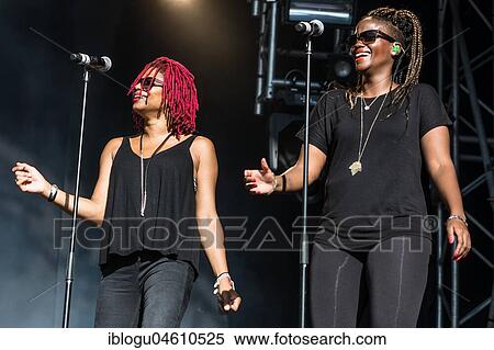 Stock Photography - The German reggae musician Gentleman and the Jamaican reggae musician Ky-Mani Marley, son of Bob Marley live at the 27th Heitere Open Air in Zofingen, Aargau, Switzerland, Europe. Fotosearch