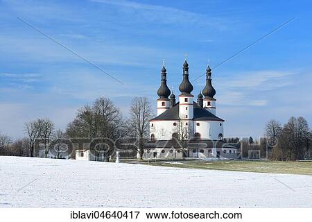 Stock Photo - The Holy Trinity Church Kappl in winter, Waldsassen, Upper Palatinate, Bavaria, Germany, Europe. Fotosearch