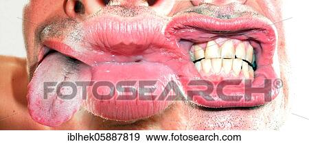 Stock Photo - The mouth, facial expression, panorama, Berlin, Germany, Europe. Fotosearch