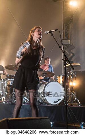 Stock Photograph - The music duo boy with Swiss singer Valeska Steinerund of the German musician Sonja Glass live at the 25th Blue Balls Festival in Lucerne, Switzerland, Europe. Fotosearch