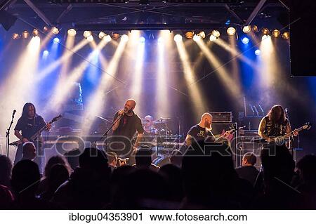 Stock Image - The Swiss metal band Piranha live in the Schüür Lucerne, Switzerland, Europe. Fotosearch