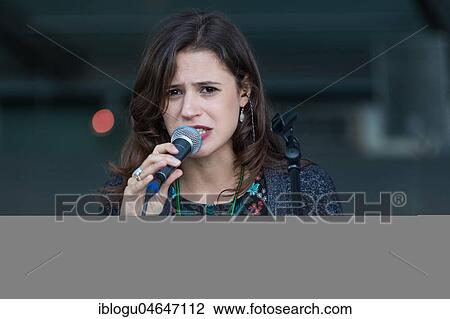 Stock Image - The Swiss musician duo Belle and Bass with singer Kira Stahel and bassist Stefan Guggisberg live at the 25th Blue Balls Festival in Lucerne, Switzerland, Europe. Fotosearch