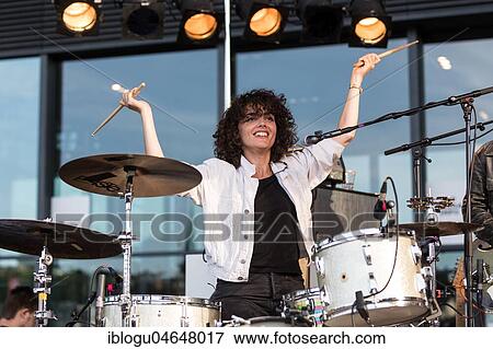Stock Photo - The Swiss musician duo Me + Marie with Maria de Val and Roland Scandella live at the 25th Blue Balls Festival in Lucerne, Switzerland, Europe. Fotosearch