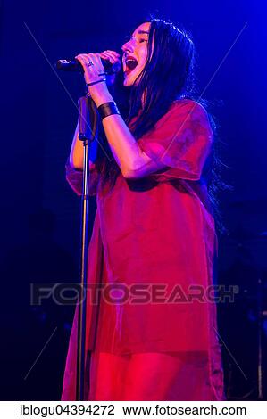 Stock Image - The US American singer-songwriter and music producer Zola Jesus live at the Blue Balls Festival Lucerne, Switzerland, Europe. Fotosearch