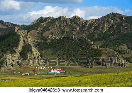Tourist accommodation with yurts in Gorkhi-Terelj National Park, Mongolia, Asia View Large Photo Image Stock Image - Tourist accommodation with yurts in Gorkhi-Terelj National Park, Mongolia, Asia. Fotosearch