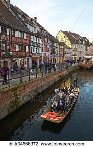 Tourist boat and half-timbered houses on the canal in the Old Town, Petite Venise, Colmar, Alsace, France, Europe View Large Photo Image Stock Image - Tourist boat and half-timbered houses on the canal in the Old Town, Petite Venise, Colmar, Alsace, France, Europe. Fotosearch