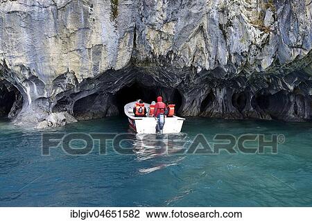 Tourist boat at the marble caves, Cuevas de Marmol, Lago General Carrera, Puerto Rio Tranquilo, Región de Aysén, Chile, South America View Large Photo Image Stock Image - Tourist boat at the marble caves, Cuevas de Marmol, Lago General Carrera, Puerto Rio Tranquilo, Región de Aysén, Chile, South America. Fotosearch