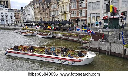 Tourist boat on the river Leie, Ghent, Flanders, Belgium, Europe View Large Photo Image Stock Photography - Tourist boat on the river Leie, Ghent, Flanders, Belgium, Europe. Fotosearch
