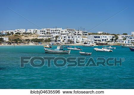 Stock Photograph - Town view with boats on the Sea, Kato Koufonissi, Greece, Europe. Fotosearch