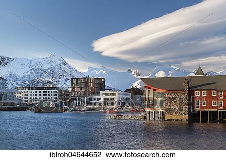 Townscape Svolvaer, harbour, snow-covered mountains in the background, Austvågøy, Lofoten, Norway, Europe View Large Photo Image Stock Image - Townscape Svolvaer, harbour, snow-covered mountains in the background, Austvågøy, Lofoten, Norway, Europe. Fotosearch