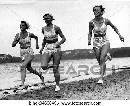 Track and field athletics, beach run, three women jogging on the beach, 1930s, exact location unknown, Germany, Europe View Large Photo Image Stock Photography - Track and field athletics, beach run, three women jogging on the beach, 1930s, exact location unknown, Germany, Europe. Fotosearch