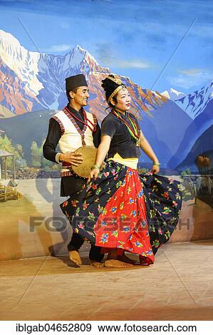 Stock Photo - Traditional Tibetan dance performed by a folkloric group, Kathmandu, Nepal, Asia. Fotosearch