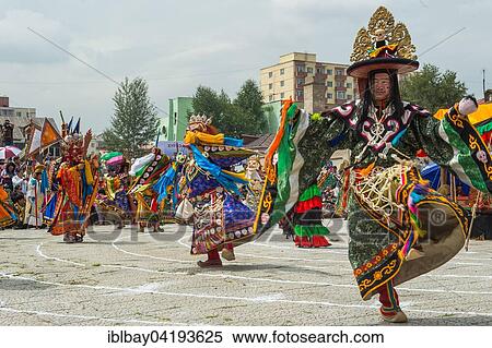 Stock Photography - Traditional Tsam dance during a culture festival, Mongolia, Asia. Fotosearch