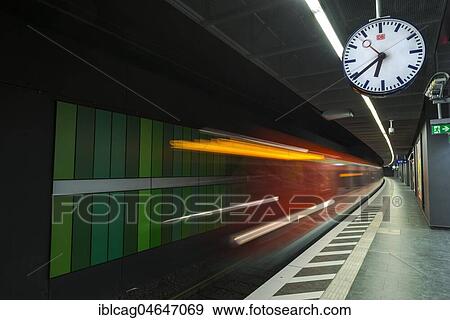 Train coming in at the platform, metropolitan station Taunusanlage, Westend, Frankfurt am Main, Hesse, Germany, Europe View Large Photo Image Stock Photo - Train coming in at the platform, metropolitan station Taunusanlage, Westend, Frankfurt am Main, Hesse, Germany, Europe. Fotosearch