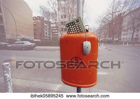 Trash can, keyboard, mouse, Berlin, Germany, Europe View Large Photo Image Stock Photography - Trash can, keyboard, mouse, Berlin, Germany, Europe. Fotosearch