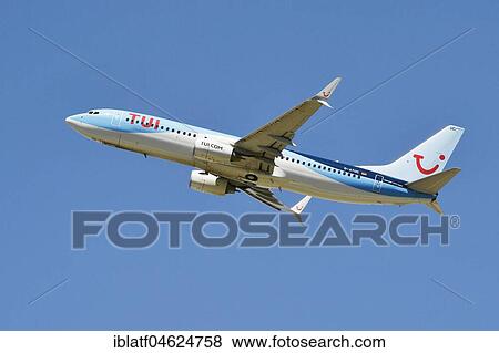 Stock Photo - TUI Boeing B737-800, takeoff, Munich Airport, Upper Bavaria, Germany, Europe. Fotosearch