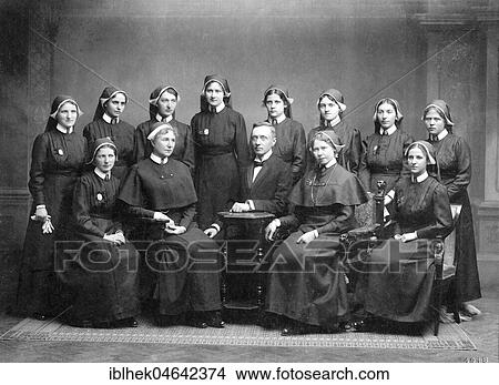 Picture - Twelve nuns and one man, 1930s, Germany, Europe. Fotosearch