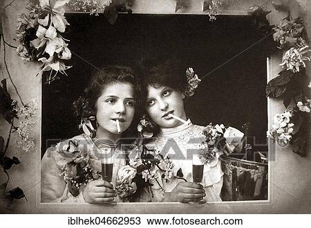 Two women drink and smoke, 1910s, Germany, Europe View Large Photo Image Stock Image - Two women drink and smoke, 1910s, Germany, Europe. Fotosearch
